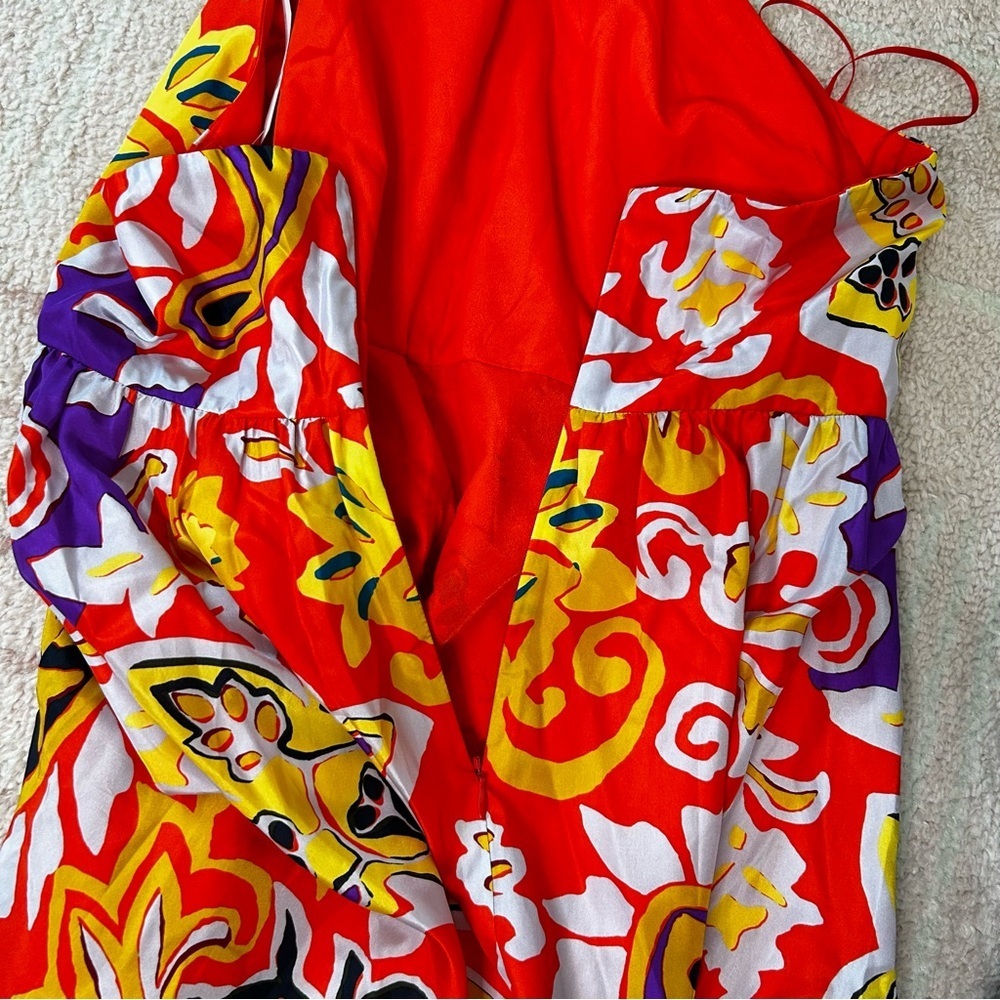 NWT J Crew Silk Midi Sarong Dress in Painted Paisley Orange SZ 10 Cocktail Dress - Picture 11 of 14